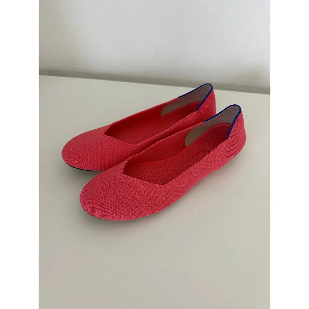 Rothys Womens The Flat Round Toe Flats Shoes Size 9 Hot Pink
